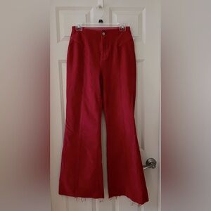 Free People We the Free Curvy Women Corduroy Red flare raw hem Pants Size 27